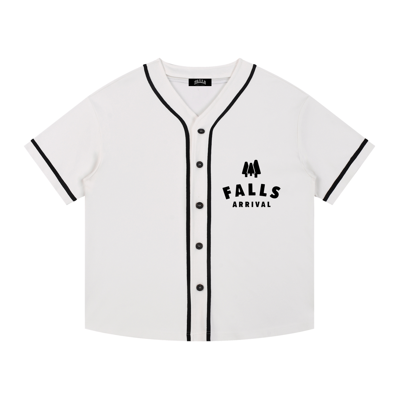Falls Arrival Baseball Jersey – White/Black Edition